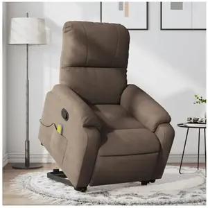 vidaXL Fauteuil inclinable de massage marron tissu microfibre pas cher