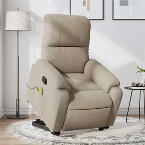 Comparateur de prix : vidaXL Fauteuil inclinable de massage taupe tissu microfibre