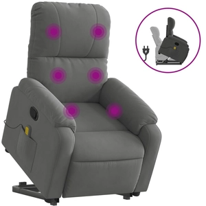 vidaXL Fauteuil inclinable de massage gris foncé tissu microfibre pas cher