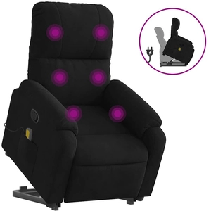 vidaXL Fauteuil inclinable de massage noir tissu microfibre pas cher