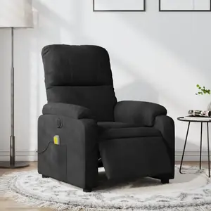 vidaXL Fauteuil inclinable de massage électrique noir tissu microfibre pas cher