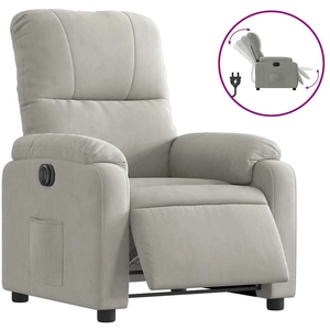 vidaXL Fauteuil inclinable électrique gris clair tissu microfibre pas cher