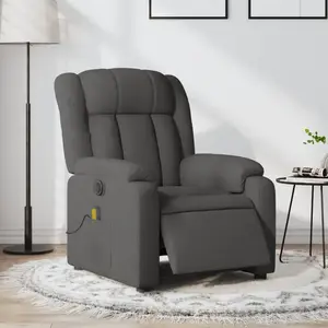 vidaXL Fauteuil inclinable de massage électrique gris foncé tissu pas cher