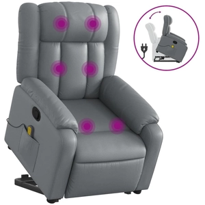 vidaXL Fauteuil inclinable de massage Gris Similicuir pas cher