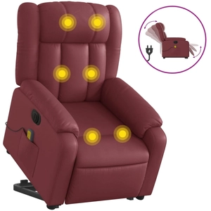 vidaXL Fauteuil inclinable de massage Rouge bordeaux Similicuir pas cher