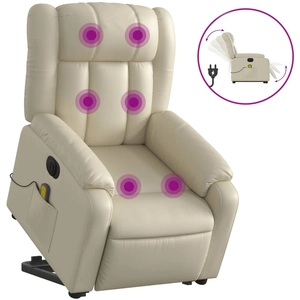 vidaXL Fauteuil inclinable de massage Crème Similicuir pas cher