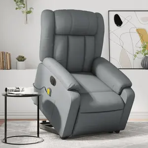 vidaXL Fauteuil inclinable de massage électrique gris similicuir pas cher