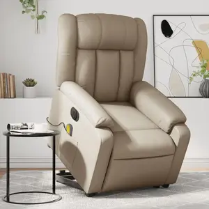 vidaXL Fauteuil inclinable de massage électrique cappuccino similicuir pas cher