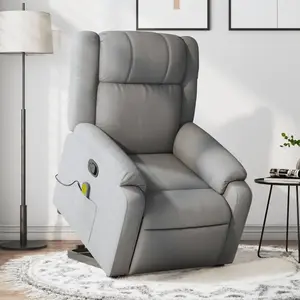 vidaXL Fauteuil de massage inclinable Gris clair Tissu pas cher