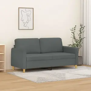 vidaXL Canapé à 2 places Gris foncé 140 cm Tissu pas cher