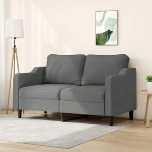 vidaXL Canapé à 2 places Gris foncé 140 cm Tissu pas cher