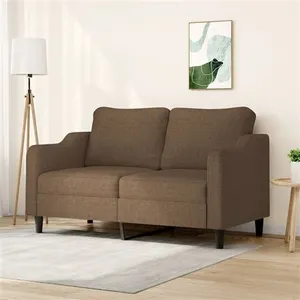 vidaXL Canapé à 2 places Marron 140 cm Tissu pas cher