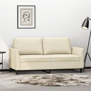vidaXL Canapé à 2 places Crème 140 cm Similicuir pas cher