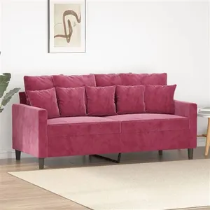 vidaXL Canapé à 2 places Rouge bordeaux 140 cm Velours pas cher
