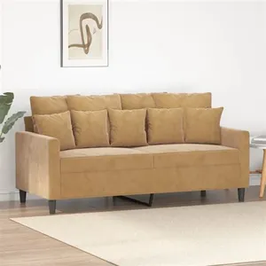vidaXL Canapé à 2 places Marron 140 cm Velours pas cher