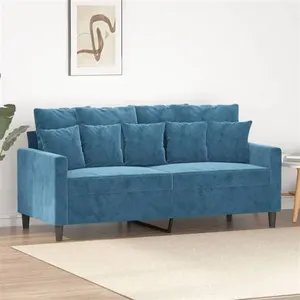vidaXL Canapé à 2 places Bleu 140 cm Velours pas cher