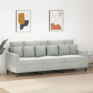 vidaXL Canapé à 3 places Gris clair 180 cm Velours pas cher