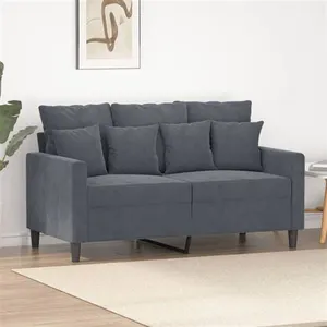 vidaXL Canapé à 2 places Gris foncé 120 cm Velours pas cher