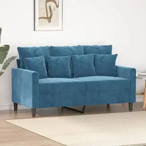 vidaXL Canapé à 2 places Bleu 120 cm Velours pas cher