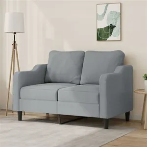 vidaXL Canapé à 2 places Gris clair 120 cm Tissu pas cher