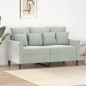 vidaXL Canapé à 2 places Gris clair 120 cm Velours pas cher