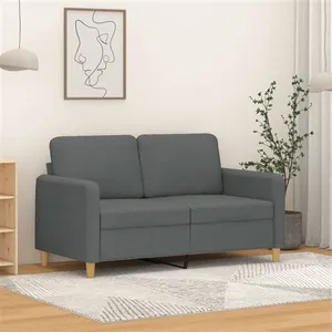 vidaXL Canapé à 2 places Gris foncé 120 cm Tissu pas cher
