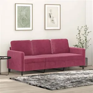 vidaXL Canapé à 3 places Rouge bordeaux 180 cm Velours pas cher
