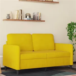 vidaXL Canapé à 2 places Jaune 120 cm Velours pas cher