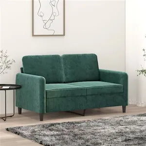vidaXL Canapé à 2 places Vert foncé 120 cm Velours pas cher
