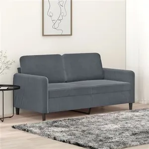 vidaXL Canapé à 2 places Gris foncé 140 cm Velours pas cher