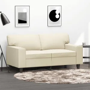 vidaXL Canapé à 2 places Crème 120 cm Similicuir pas cher