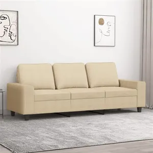 vidaXL Canapé à 3 places Crème 180 cm Tissu pas cher