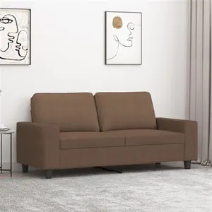 vidaXL Canapé à 2 places Marron 140 cm Tissu pas cher