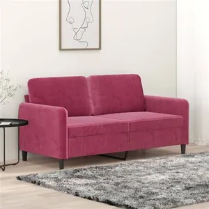 vidaXL Canapé à 2 places Rouge bordeaux 140 cm Velours pas cher
