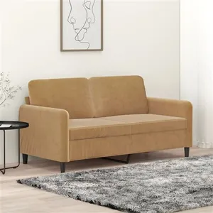 vidaXL Canapé à 2 places Marron 140 cm Velours pas cher