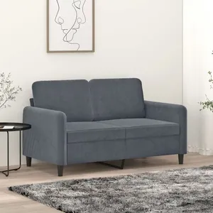 vidaXL Canapé à 2 places Gris foncé 120 cm Velours pas cher