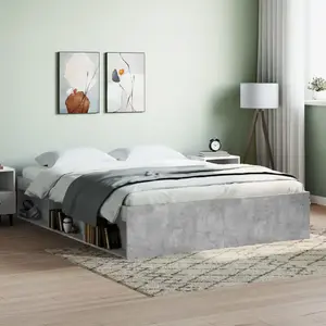 vidaXL Cadre de lit gris béton 140x190 cm pas cher