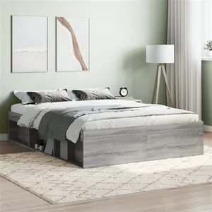 vidaXL Cadre de lit sonoma gris 135x190 cm double pas cher