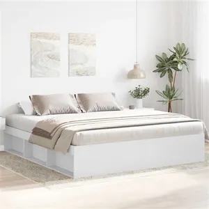 vidaXL Cadre de lit blanc 180x200 cm super king pas cher
