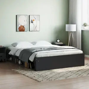 vidaXL Cadre de lit noir 160x200 cm pas cher