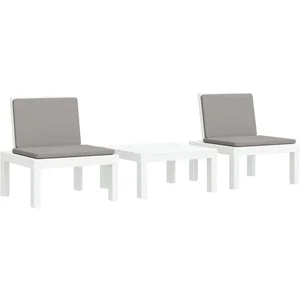 vidaXL Salon de jardin avec coussins 3 pcs blanc PP pas cher