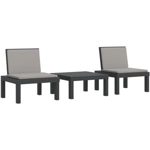vidaXL Salon de jardin 3 pcs avec coussins anthracite PP pas cher