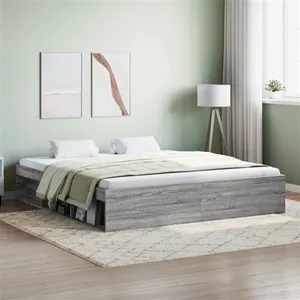 vidaXL Cadre de lit sonoma gris 180x200 cm super king pas cher