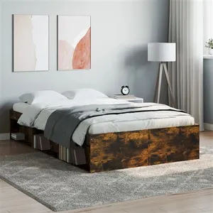 vidaXL Cadre de lit chêne fumé 120x200 cm pas cher
