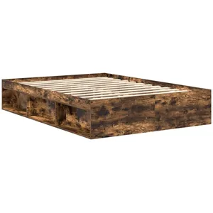 vidaXL Cadre de lit chêne fumé 120x190 cm petit double pas cher