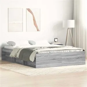vidaXL Cadre de lit sonoma gris 120x190 cm petit double pas cher