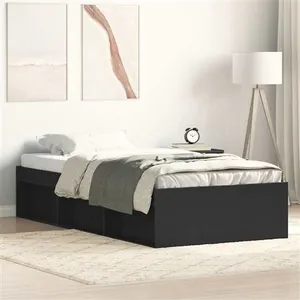 vidaXL Cadre de lit noir 75x190 cm petit simple pas cher