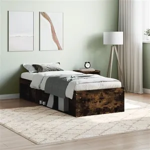 vidaXL Cadre de lit chêne fumé 75x190 cm petit simple pas cher
