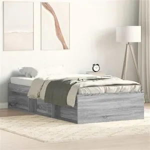 vidaXL Cadre de lit sonoma gris 75x190 cm petit simple pas cher