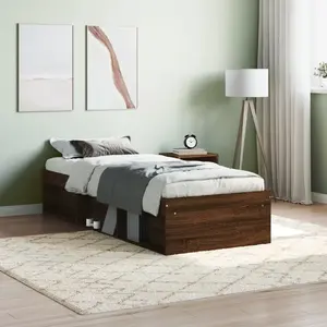 vidaXL Cadre de lit chêne marron 75x190 cm petit simple pas cher